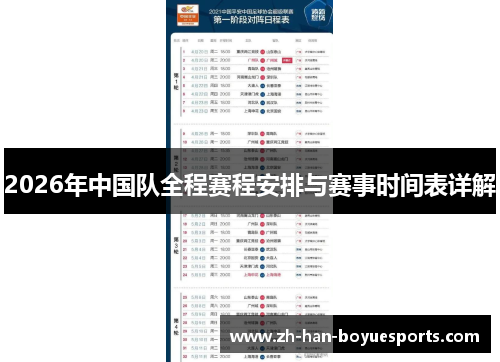 2026年中国队全程赛程安排与赛事时间表详解